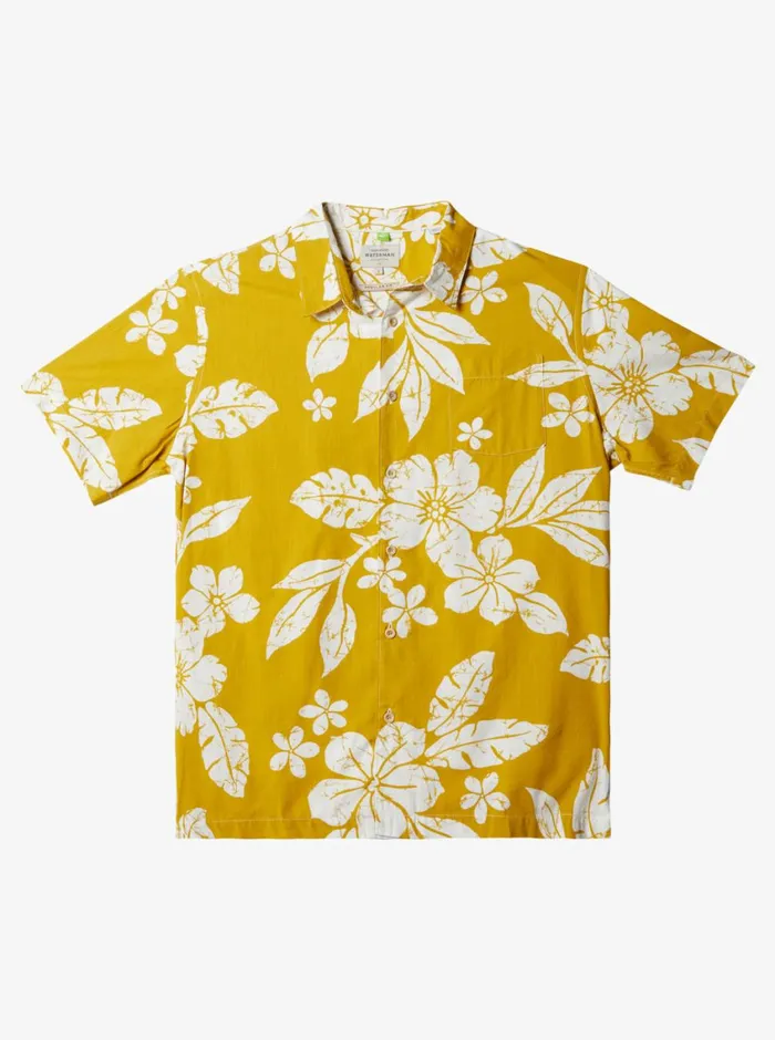 Quiksilver Aqua Flower Short Sleeve Shirt Oil Yeallow Aqua Flowers MensWaterman Shirts and Polos Quiksilver Aqua Flower Short Sleeve Shirt Oil Yeallow Aqua Flowers MensWaterman Shirts and Polos