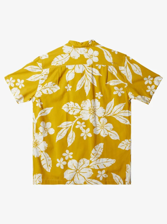 Quiksilver Aqua Flower Short Sleeve Shirt Oil Yeallow Aqua Flowers MensWaterman Shirts and Polos