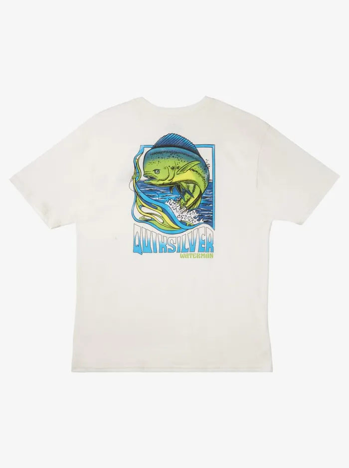 Quiksilver Fish Flow QTShirt Snow White MensWaterman Tees Quiksilver Fish Flow QTShirt Snow White MensWaterman Tees