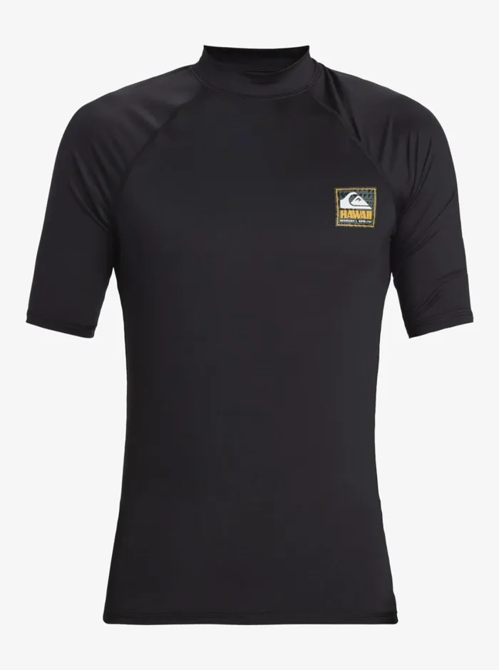 Quiksilver Hawaii Badge UPF50 Short Sleeve Surf Tee Black Mens Rashguards