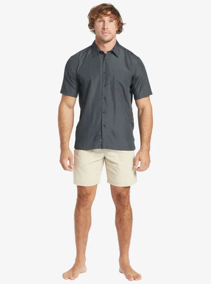 Quiksilver Kings Cliff Short Sleeve Shirt Black Kings Cliff MensWaterman Shirts and Polos Quiksilver Kings Cliff Short Sleeve Shirt Black Kings Cliff MensWaterman Shirts and Polos