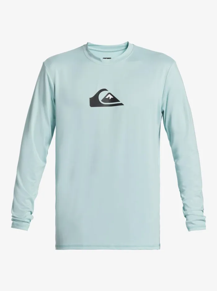 Quiksilver Solid Streak Long Sleeve UPF 50 Surf Tee Pastel Turquoise Mens Rashguards Quiksilver Solid Streak Long Sleeve UPF 50 Surf Tee Pastel Turquoise Mens Rashguards