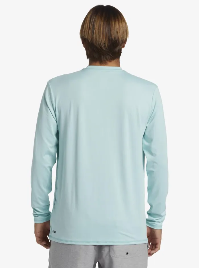 Quiksilver Solid Streak Long Sleeve UPF 50 Surf Tee Pastel Turquoise Mens Rashguards Quiksilver Solid Streak Long Sleeve UPF 50 Surf Tee Pastel Turquoise Mens Rashguards