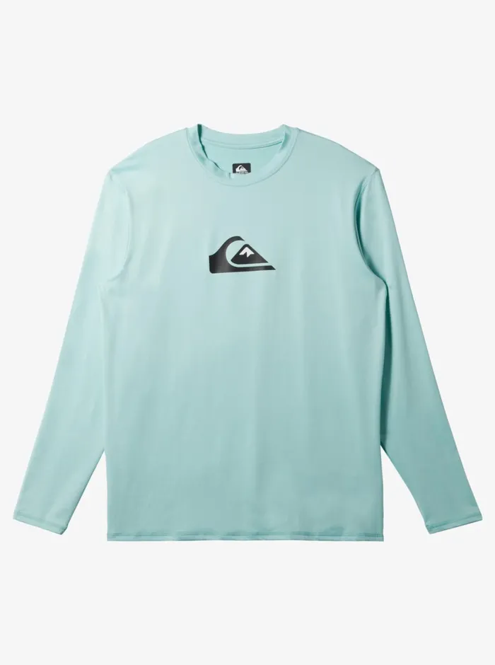 Quiksilver Solid Streak Long Sleeve UPF 50 Surf Tee Pastel Turquoise Mens Rashguards Quiksilver Solid Streak Long Sleeve UPF 50 Surf Tee Pastel Turquoise Mens Rashguards