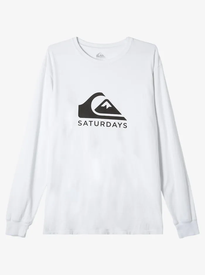 Quiksilver X Saturdays NYC Graphic Long Sleeve TShirt White Mens Tees