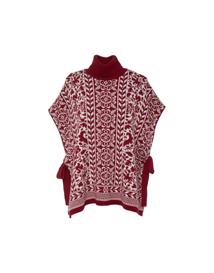 Ready To Wear Knitwear La Double J High Neck Poncho Norwegian Bicolore Ready To Wear Knitwear La Double J High Neck Poncho Norwegian Bicolore