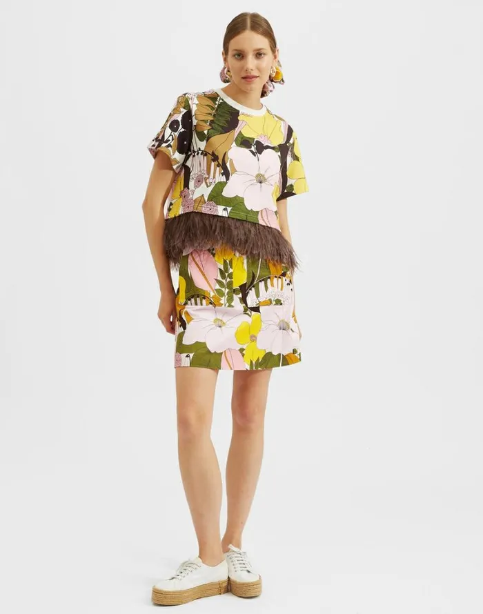 Ready To Wear Skirts La Double J Mini Skirt Big Flower Rose