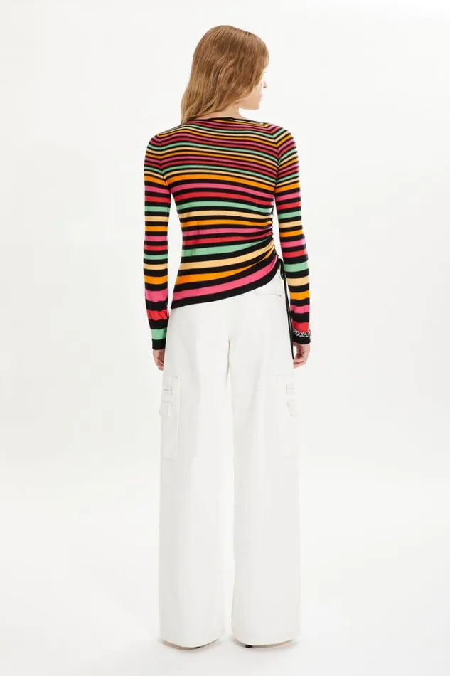 Readytowear Sweaters Sonia Rykiel Striped Longsleeved Sweater With Asymmetric Collar