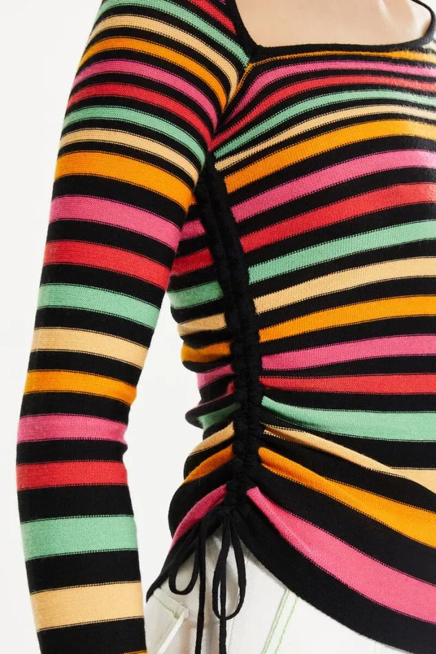 Readytowear Sweaters Sonia Rykiel Striped Longsleeved Sweater With Asymmetric Collar