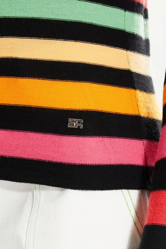 Readytowear Sweaters Sonia Rykiel Striped Longsleeved Sweater With Asymmetric Collar