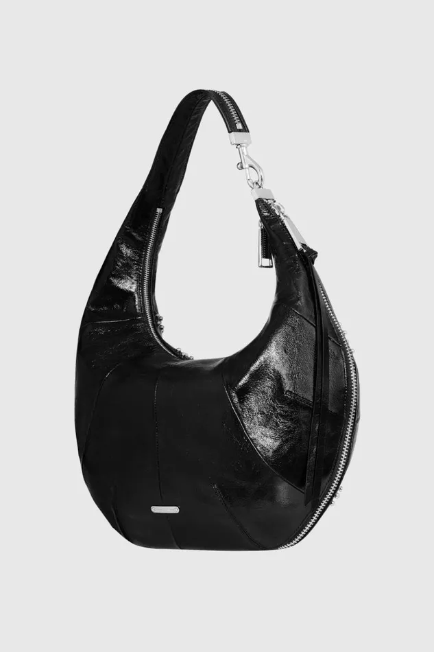 Rebecca Minkoff Hobo Bags Zip Around Croissant Hobo With Studs Blacksilver 8211 Handbags