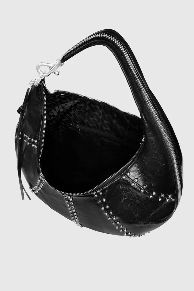 Rebecca Minkoff Hobo Bags Zip Around Croissant Hobo With Studs Blacksilver 8211 Handbags