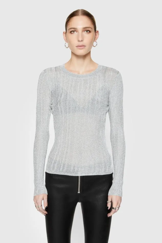 Rebecca Minkoff Tops Abbey Metallic Long Sleeve Metallic Silver 8211 Clothing Rebecca Minkoff Tops Abbey Metallic Long Sleeve Metallic Silver 8211 Clothing
