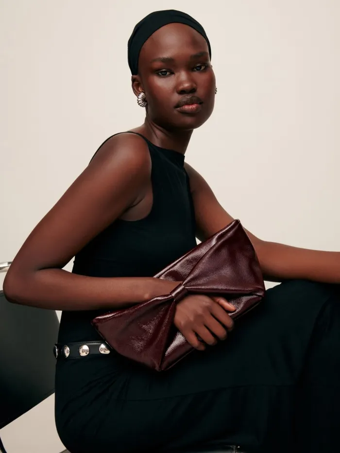 Reformation Clutches Silvana Clutch Rum Raisin Crinkle Patent 8211 Women Reformation Clutches Silvana Clutch Rum Raisin Crinkle Patent 8211 Women