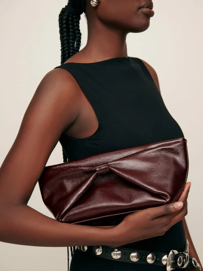 Reformation Clutches Silvana Clutch Rum Raisin Crinkle Patent 8211 Women Reformation Clutches Silvana Clutch Rum Raisin Crinkle Patent 8211 Women