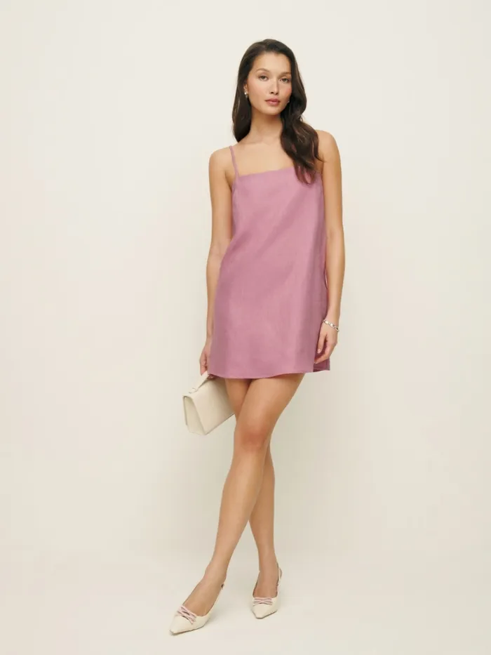 Reformation Dresses Aubree Linen Dress Rose Petals 8211 Women Reformation Dresses Aubree Linen Dress Rose Petals 8211 Women
