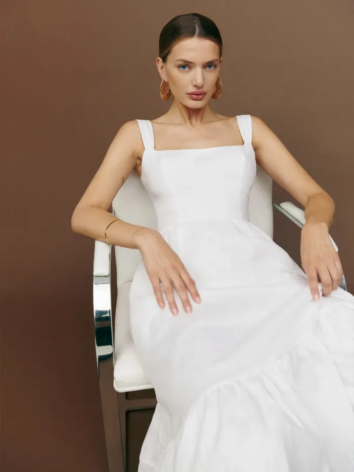 Reformation Dresses Bucatini Linen Dress White 8211 Women Reformation Dresses Bucatini Linen Dress White 8211 Women