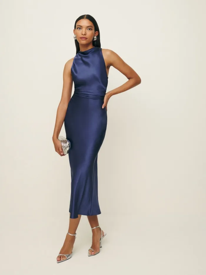 Reformation Dresses Casette Silk Dress Blue Iris 8211 Women