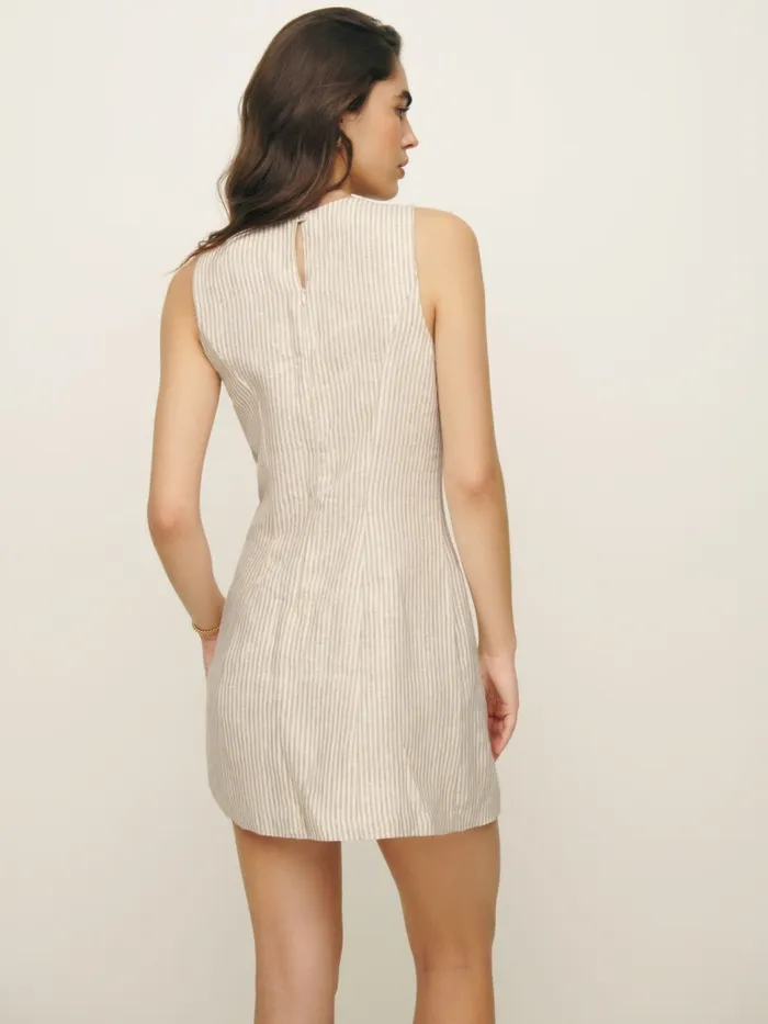 Reformation Dresses Citron Linen Dress Sandy Stripe 8211 Women