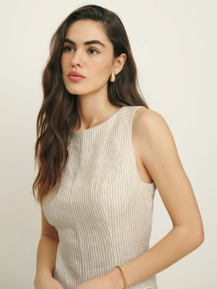 Reformation Dresses Citron Linen Dress Sandy Stripe 8211 Women