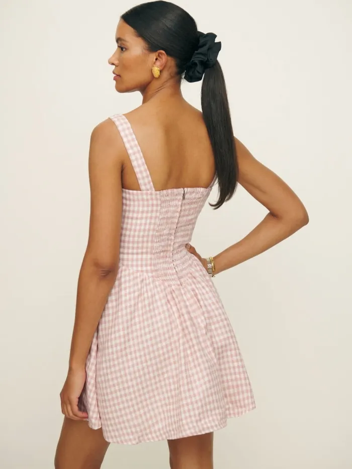 Reformation Dresses Daria Linen Dress Blush Check 8211 Women Reformation Dresses Daria Linen Dress Blush Check 8211 Women
