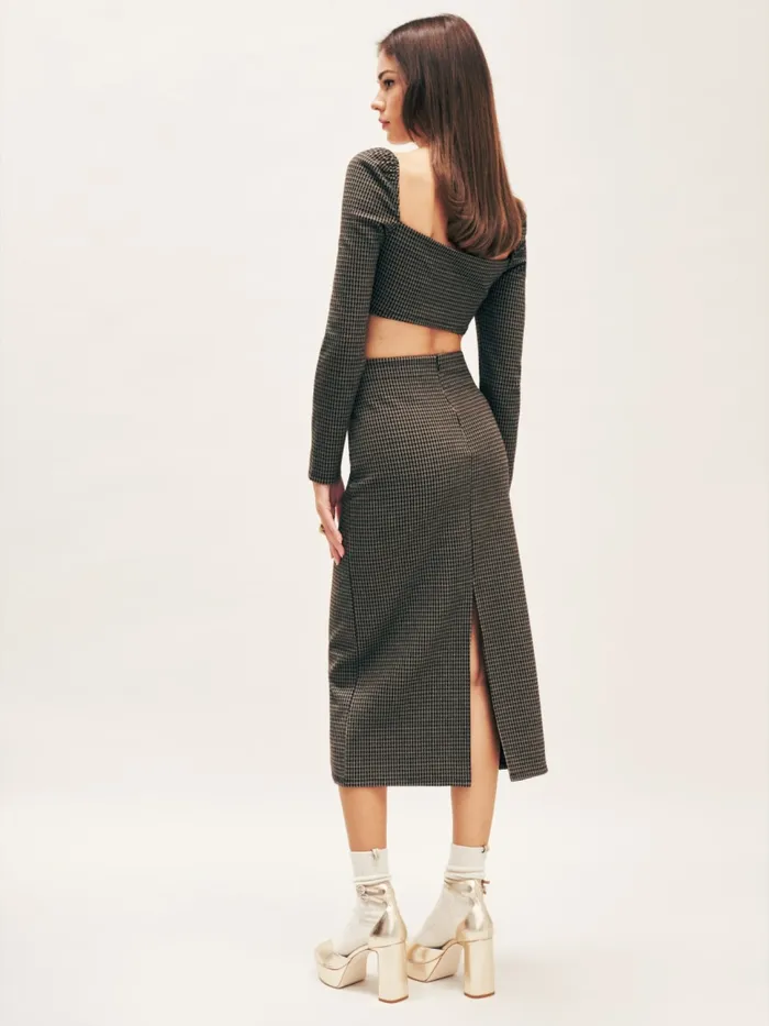 Reformation Dresses Ladue Knit Two Piece Brown And Black Check 8211 Women Reformation Dresses Ladue Knit Two Piece Brown And Black Check 8211 Women