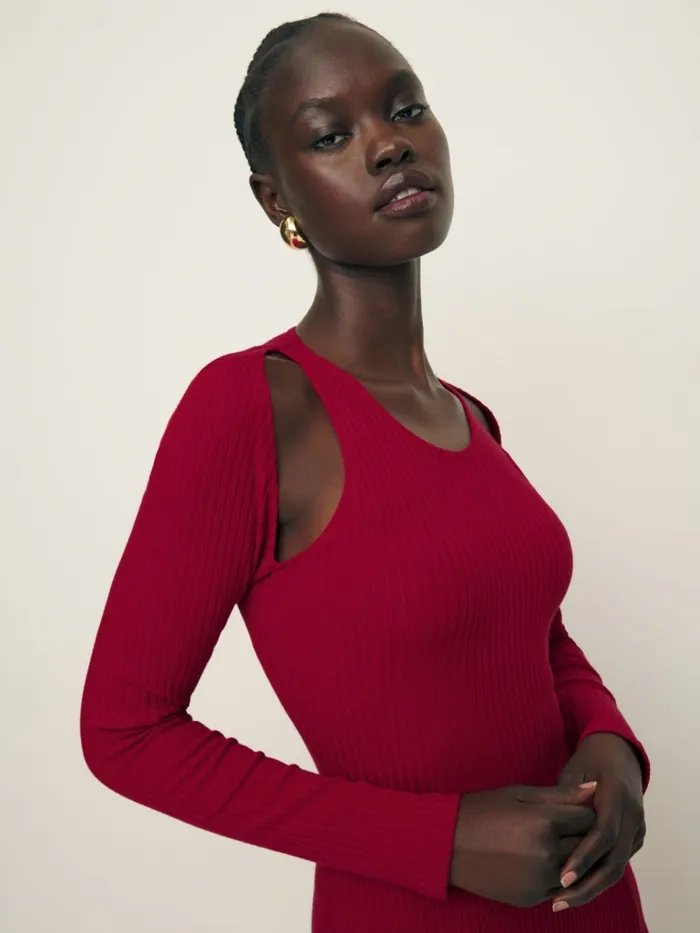 Reformation Dresses Lorelai Knit Dress Lipstick 8211 Women Reformation Dresses Lorelai Knit Dress Lipstick 8211 Women