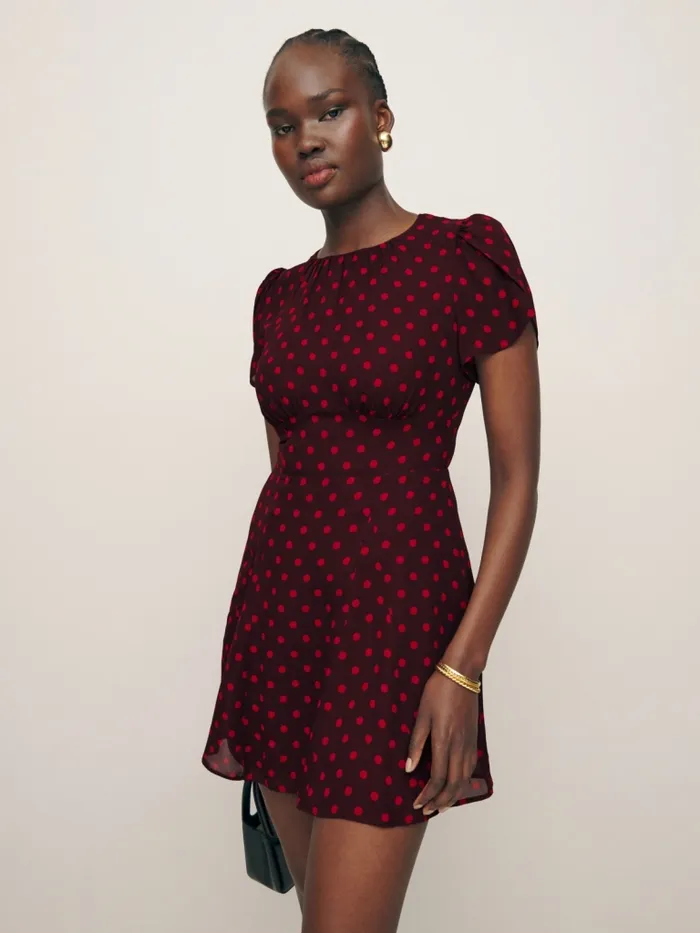 Reformation Dresses Lula Dress Berry Dot 8211 Women Reformation Dresses Lula Dress Berry Dot 8211 Women