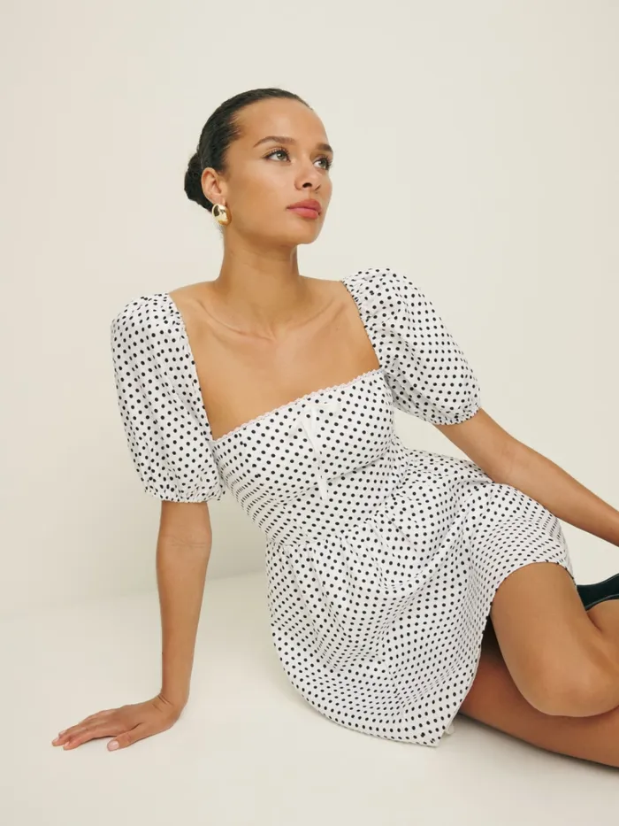 Reformation Dresses Malvina Linen Dress Eclipse Dot 8211 Women