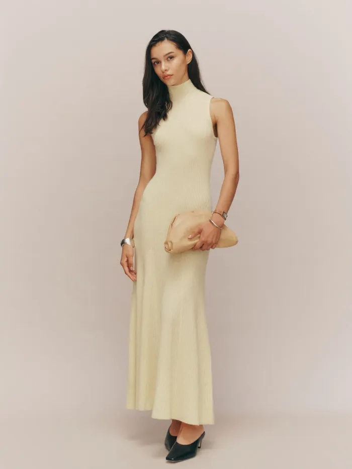 Reformation Dresses Odelia Cashmere Midi Dress Custard 8211 Women