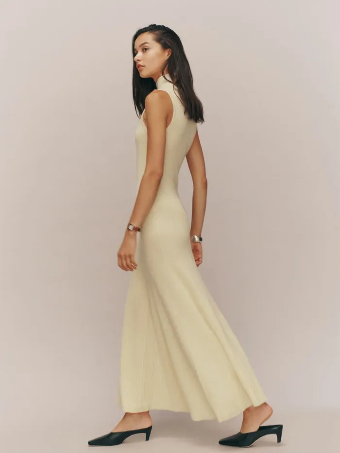 Reformation Dresses Odelia Cashmere Midi Dress Custard 8211 Women Reformation Dresses Odelia Cashmere Midi Dress Custard 8211 Women
