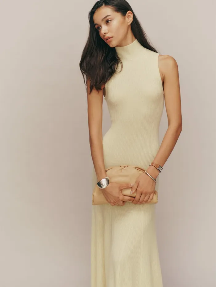 Reformation Dresses Odelia Cashmere Midi Dress Custard 8211 Women Reformation Dresses Odelia Cashmere Midi Dress Custard 8211 Women