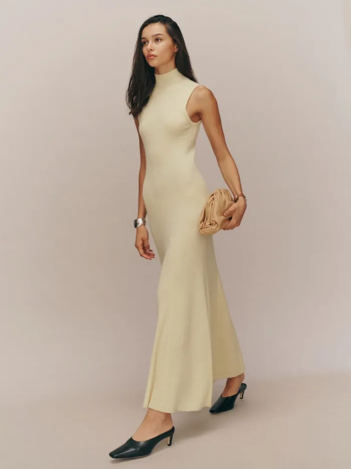 Reformation Dresses Odelia Cashmere Midi Dress Custard 8211 Women Reformation Dresses Odelia Cashmere Midi Dress Custard 8211 Women
