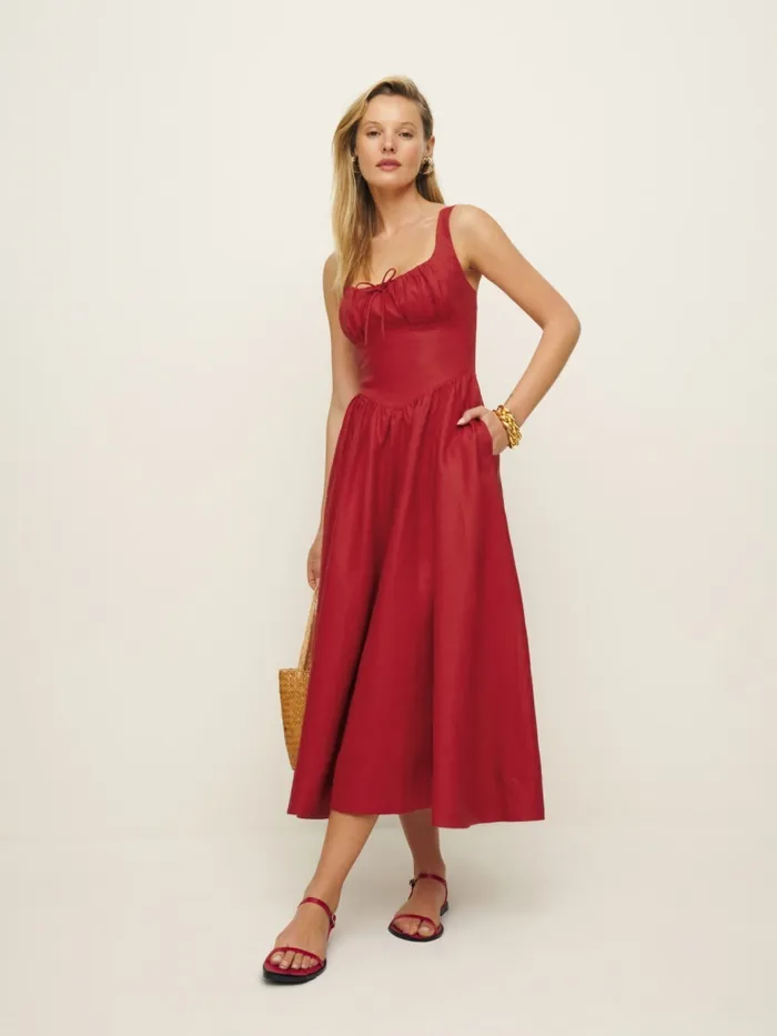 Reformation Dresses Petites Balia Linen Dress Sundried Tomato 8211 Women Reformation Dresses Petites Balia Linen Dress Sundried Tomato 8211 Women