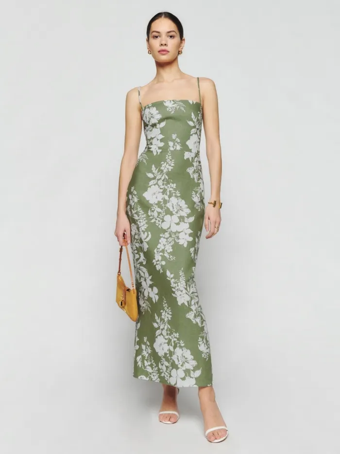 Reformation Dresses Petites Frankie Linen Dress Willow 8211 Women