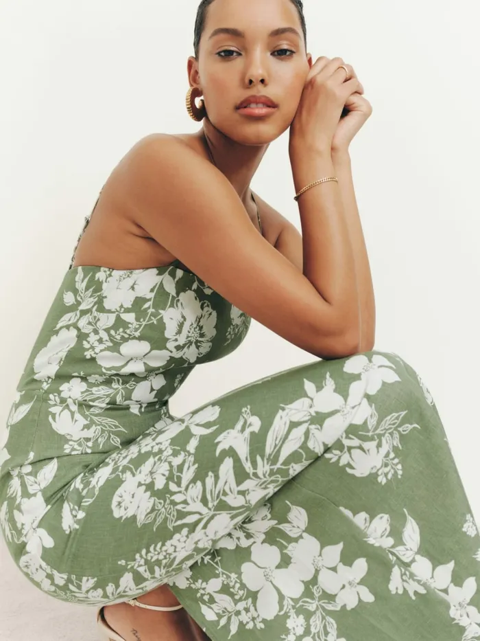 Reformation Dresses Petites Frankie Linen Dress Willow 8211 Women Reformation Dresses Petites Frankie Linen Dress Willow 8211 Women