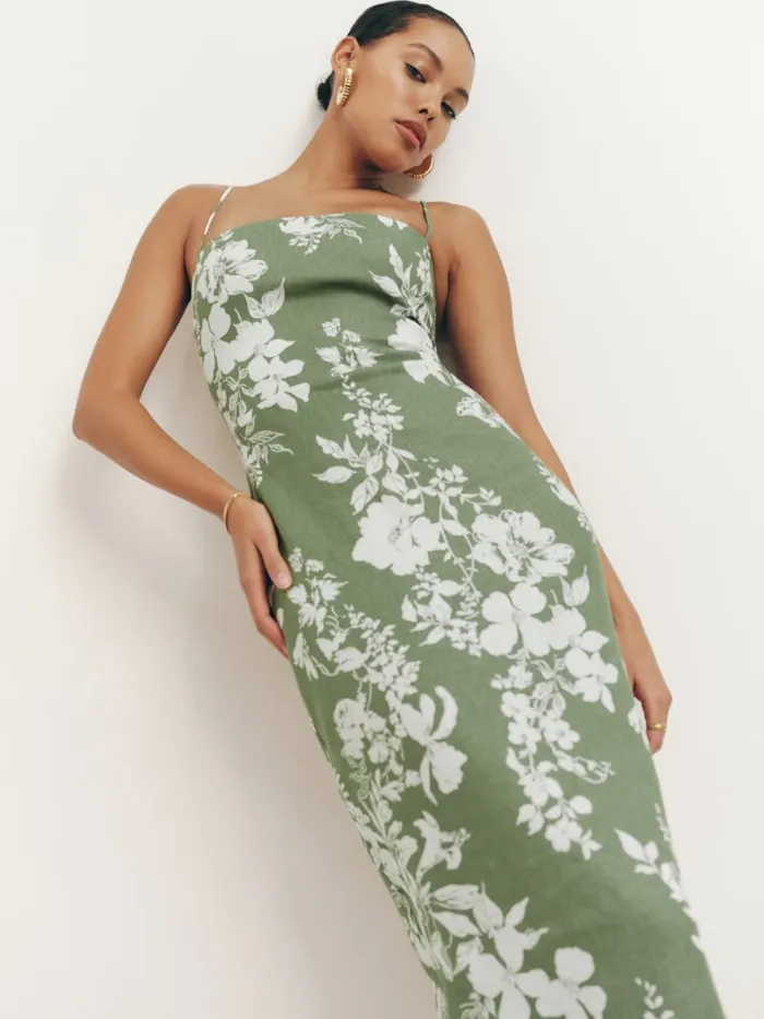 Reformation Dresses Petites Frankie Linen Dress Willow 8211 Women Reformation Dresses Petites Frankie Linen Dress Willow 8211 Women