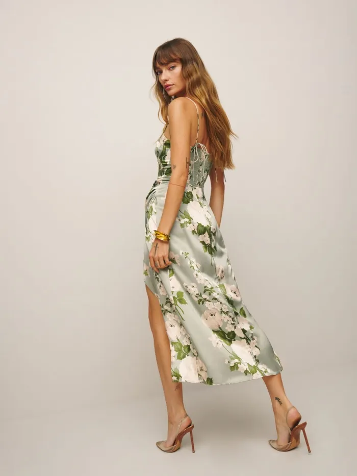 Reformation Dresses Petites Marguerite Silk Dress Tarragon 8211 Women Reformation Dresses Petites Marguerite Silk Dress Tarragon 8211 Women