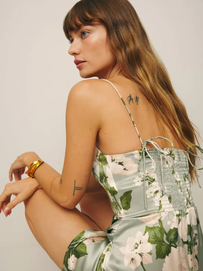 Reformation Dresses Petites Marguerite Silk Dress Tarragon 8211 Women Reformation Dresses Petites Marguerite Silk Dress Tarragon 8211 Women
