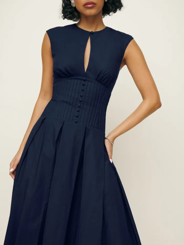 Reformation Dresses Renaie Dress Navy 8211 Women Reformation Dresses Renaie Dress Navy 8211 Women