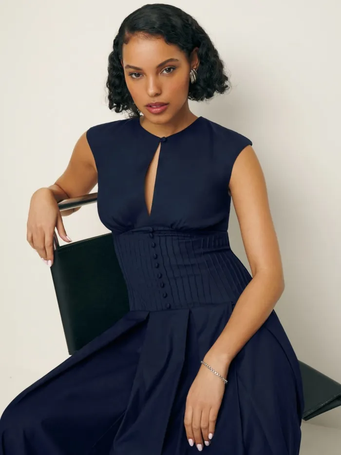 Reformation Dresses Renaie Dress Navy 8211 Women Reformation Dresses Renaie Dress Navy 8211 Women
