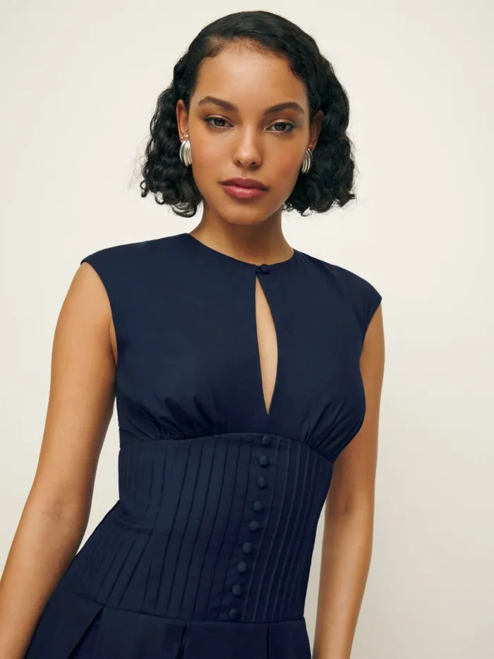 Reformation Dresses Renaie Dress Navy 8211 Women Reformation Dresses Renaie Dress Navy 8211 Women