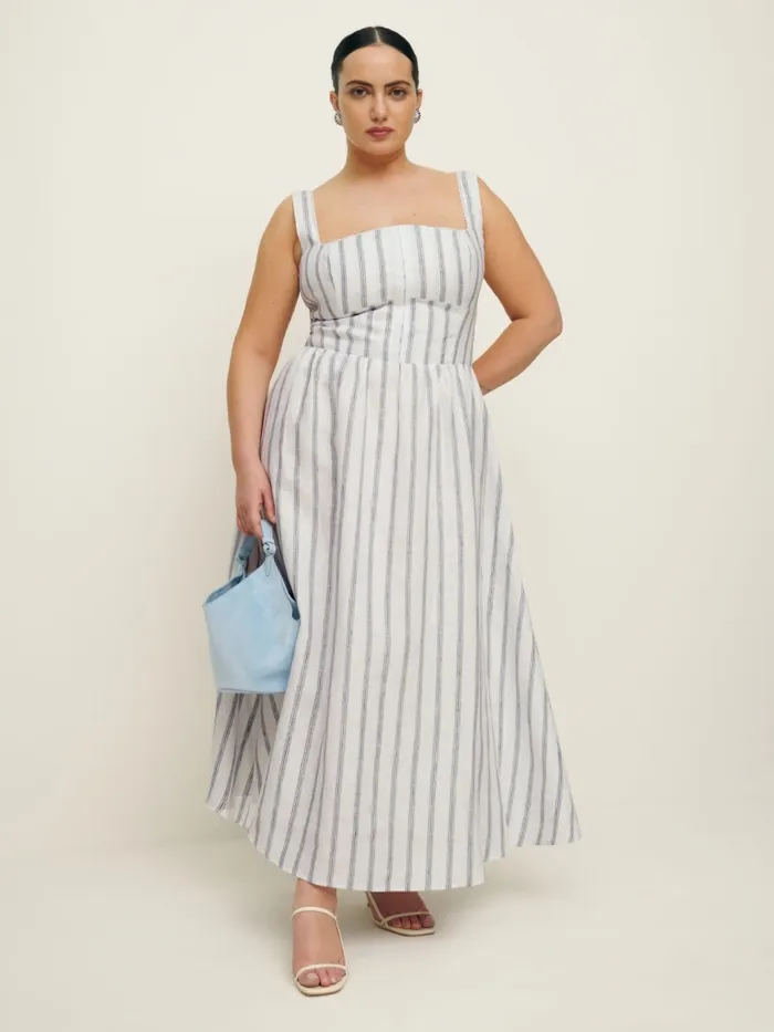 Reformation Dresses Tagliatelle Linen Dress Es Harbor Stripe 8211 Women