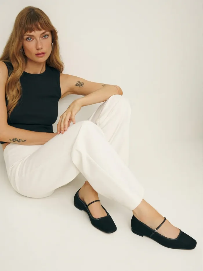 Reformation Flats Charlie Ballet Flat Black Suede 8211 Women Reformation Flats Charlie Ballet Flat Black Suede 8211 Women