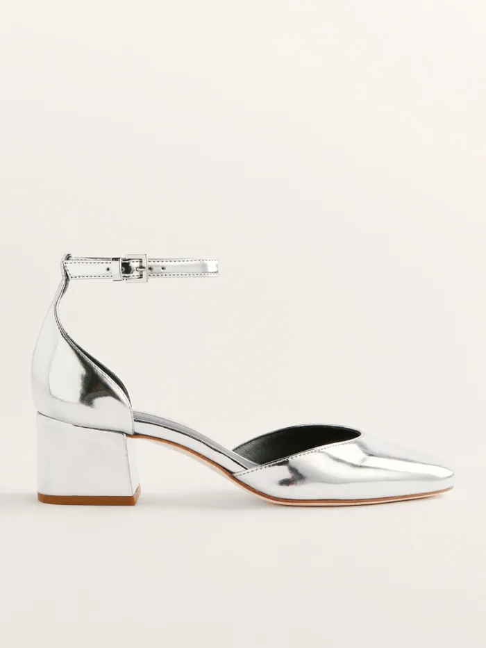 Reformation Heels Mallori Closed Toe Heel Mirror Metallic 8211 Women Reformation Heels Mallori Closed Toe Heel Mirror Metallic 8211 Women
