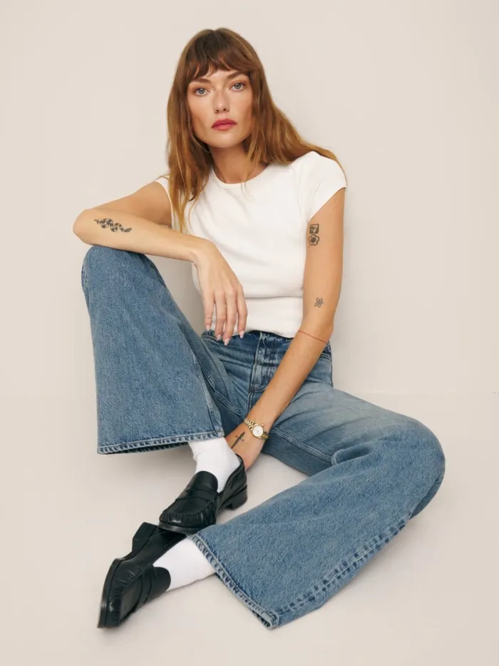 Reformation Jeans Cary High Rise Slouchy Wide Leg Jeans Galway 8211 Women