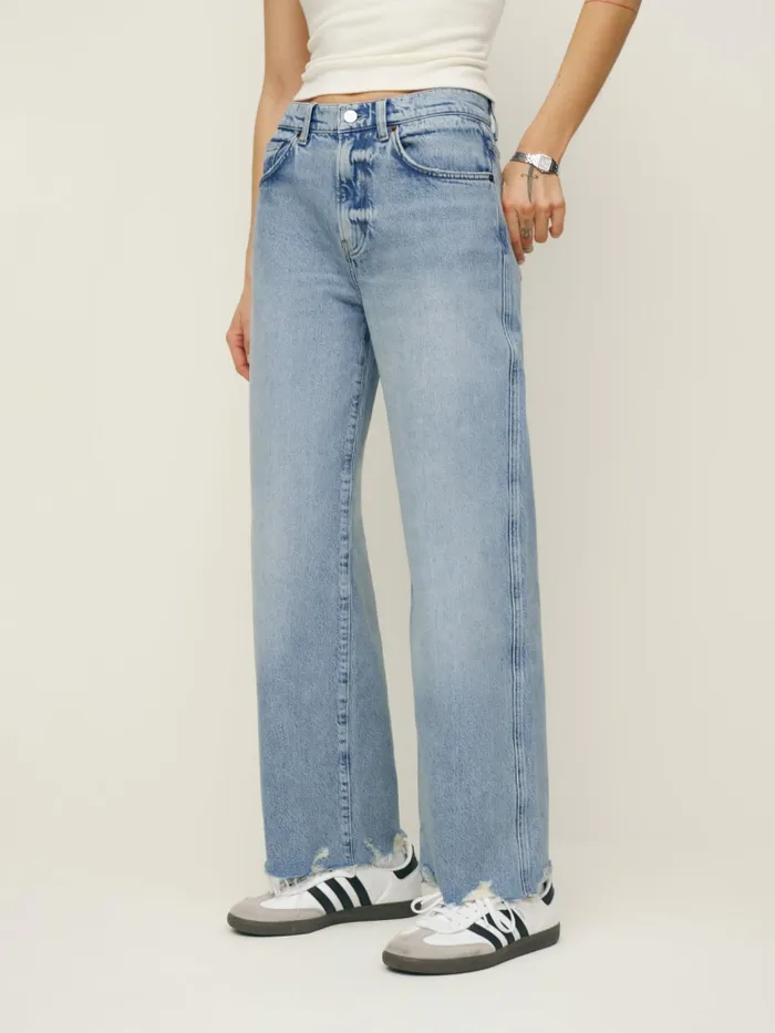 Reformation Jeans Val 90s Mid Rise Wide Leg Cropped Jeans Folsom 8211 Women
