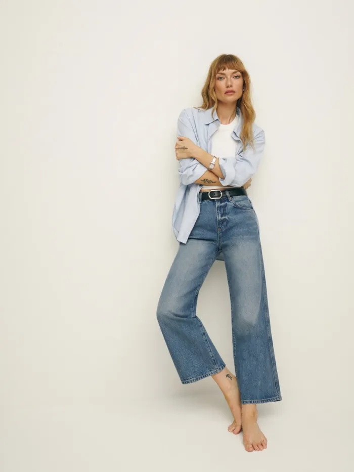 Reformation Jeans Val 90s Mid Rise Wide Leg Cropped Jeans Juno 8211 Women