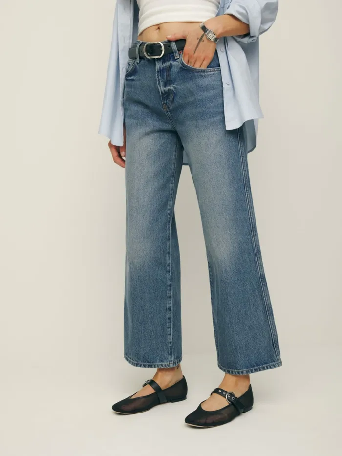 Reformation Jeans Val 90s Mid Rise Wide Leg Cropped Jeans Juno 8211 Women