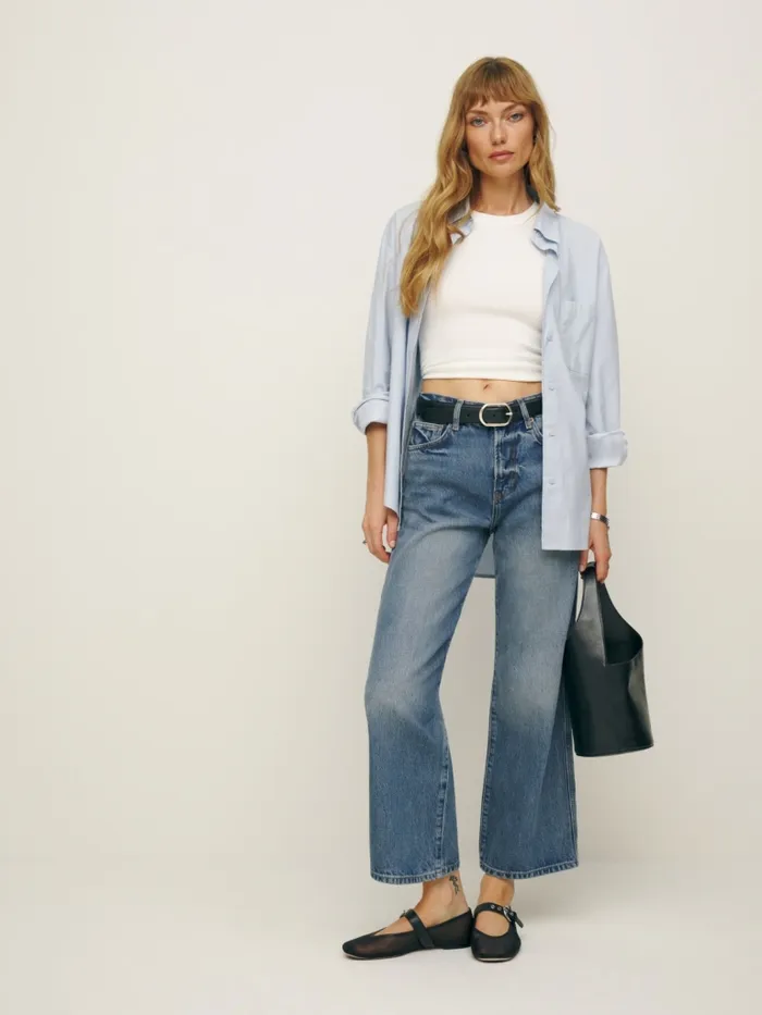 Reformation Jeans Val 90s Mid Rise Wide Leg Cropped Jeans Juno 8211 Women